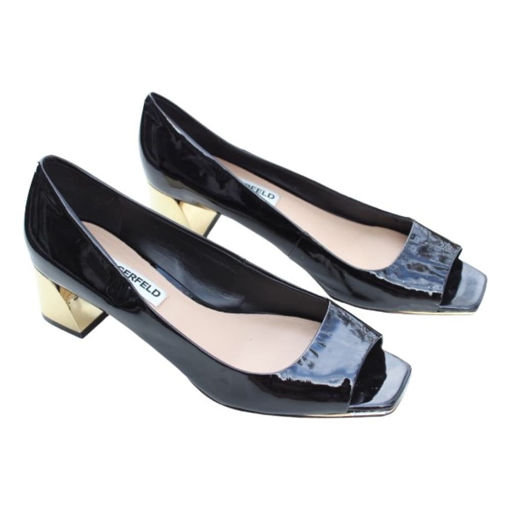 COPY - Karl Lagerfeld Paris 'Hope' Open Toe Patent Leather Pump Heels Size 7.5M